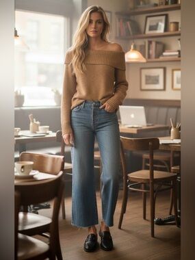 DENIM FORUM  Farrah High Rise Wide Leg Jeans